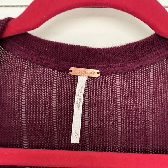 Free People Women’s Large Maroon Open Cardigan Sweater - Picture 3 of 7